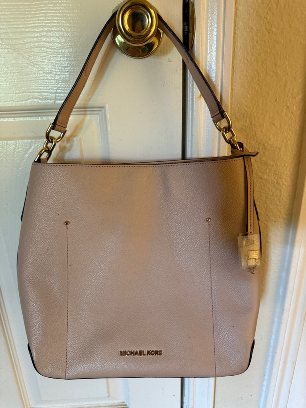 Michael Kors taupe Pebbled Leather Shoulder Hobo